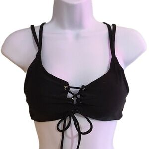 Black Lace-Up Bikini Top
